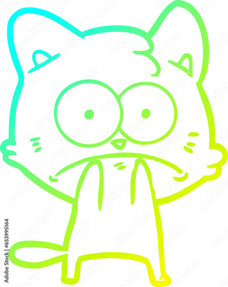 cold gradient line drawing of a cartoon nervous cat cold gradient line drawing of a cartoon nervous cat