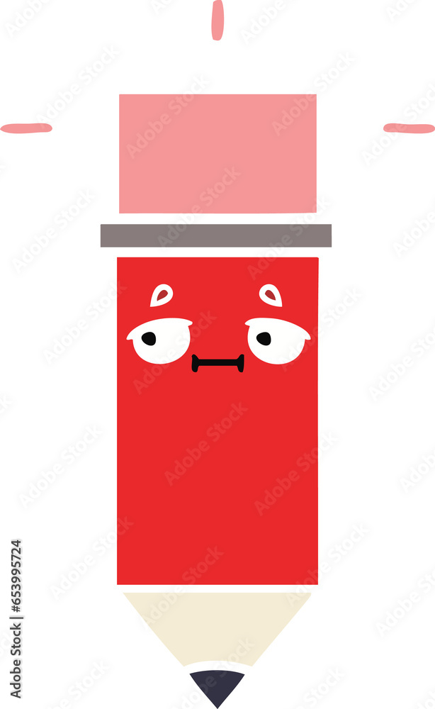 Obraz premium flat color retro cartoon of a pencil