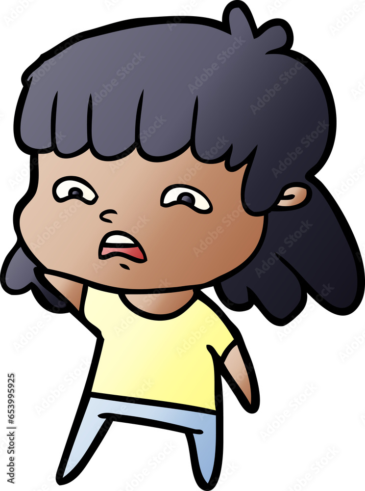 cartoon worried woman