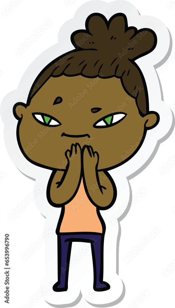sticker of a cartoon woman sticker of a cartoon woman