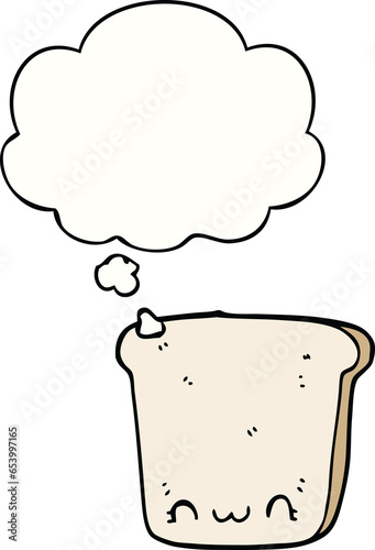 cartoon slice of bread with thought bubble