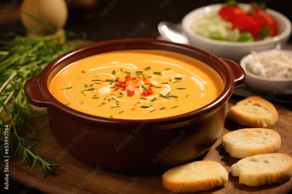 Indulge your senses with the captivating symphony of flavors in our lobster bisque. Each sful delivers the perfect balance of robust lobster essence, savory undertones, and a subtle touch Indulge your senses with the captivating symphony of flavors in our lobster bisque. Each sful delivers the perfect balance of robust lobster essence, savory undertones, and a subtle touch