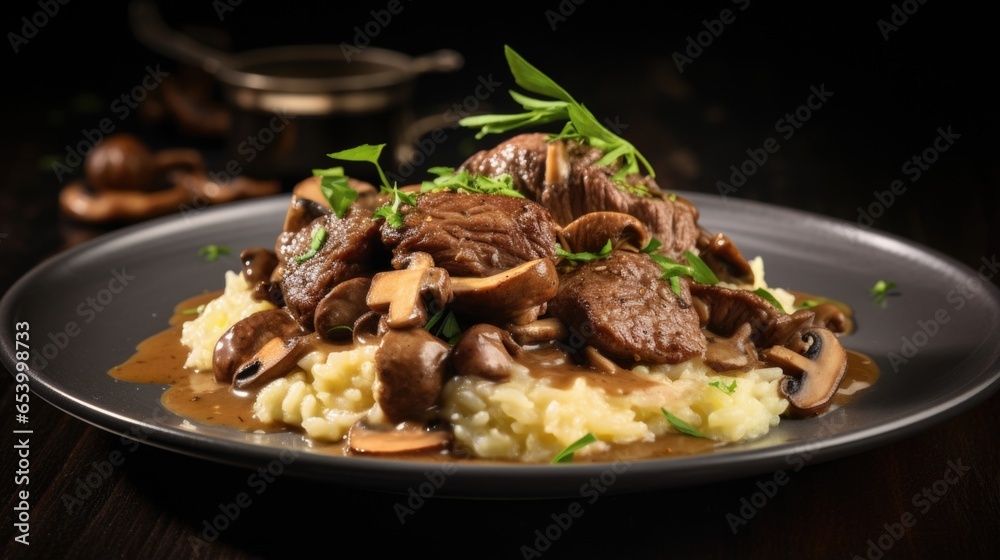 The alluring aroma of slowcooked beef and sizzling mushrooms beckons you to savor a plate of creamy risotto, b with rich flavors and textures that perfectly complement each other. The alluring aroma of slowcooked beef and sizzling mushrooms beckons you to savor a plate of creamy risotto, b with rich flavors and textures that perfectly complement each other.