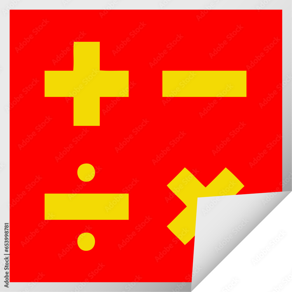 Fototapeta premium square peeling sticker cartoon of a math symbols