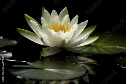 Beautiful white waterlily flower. Generative AI