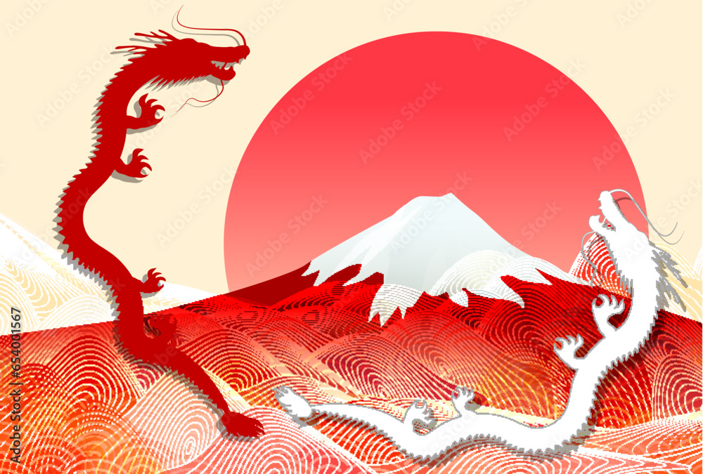 辰 年賀状 干支 背景 Stock Vector | Adobe Stock