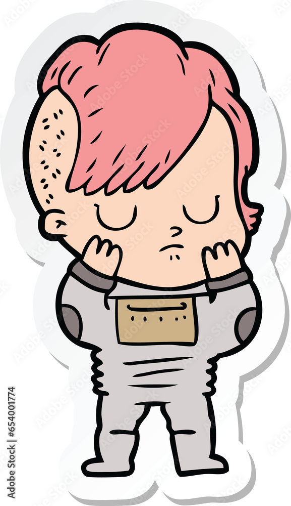 sticker of a cartoon woman