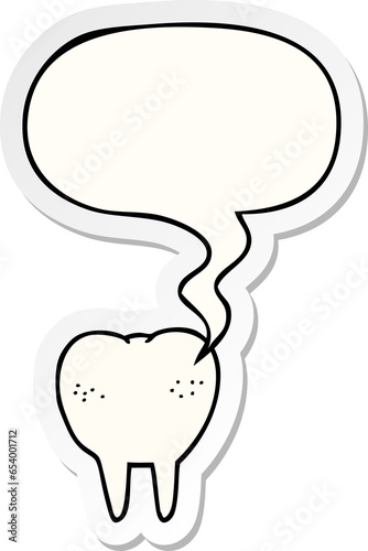 cartoon tooth with speech bubble sticker