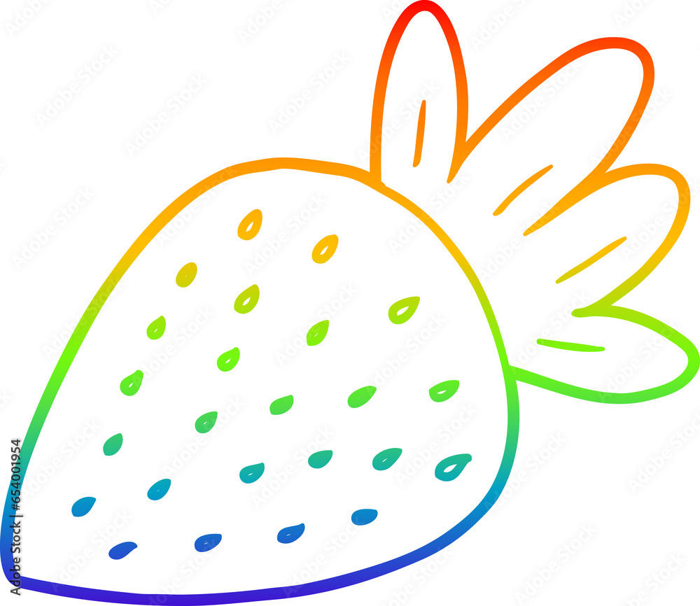 rainbow gradient line drawing of a cartoon strawberry rainbow gradient line drawing of a cartoon strawberry