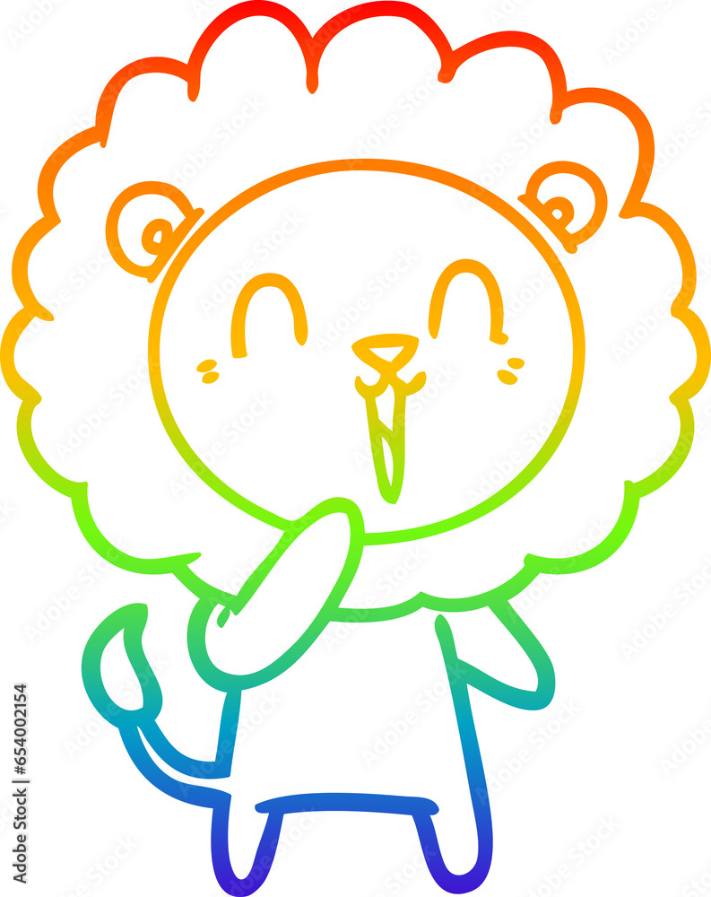 rainbow gradient line drawing of a laughing lion cartoon rainbow gradient line drawing of a laughing lion cartoon