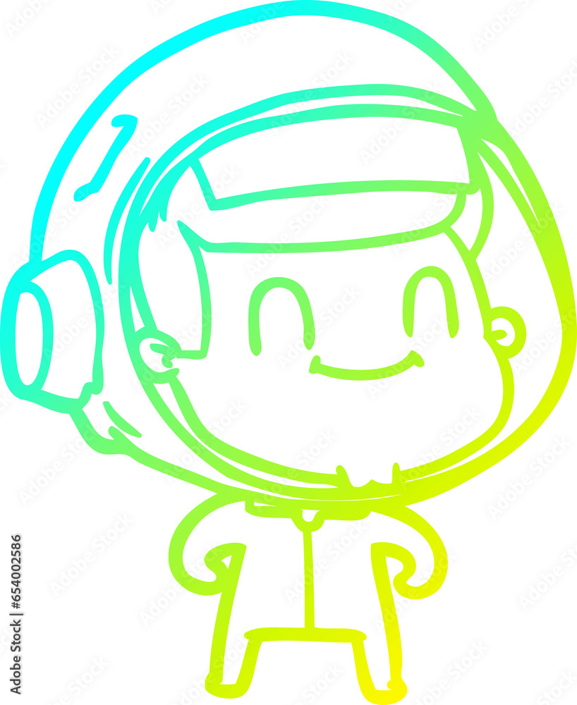 cold gradient line drawing of a happy cartoon astronaut man cold gradient line drawing of a happy cartoon astronaut man