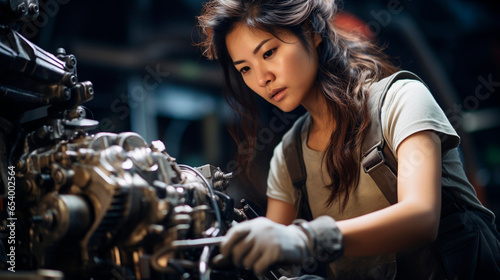 woman working confident female worker mechanic vehicle industry