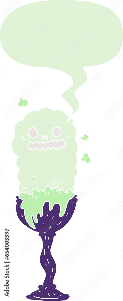 Fototapeta premium cartoon spooky halloween potion cup with speech bubble in retro style