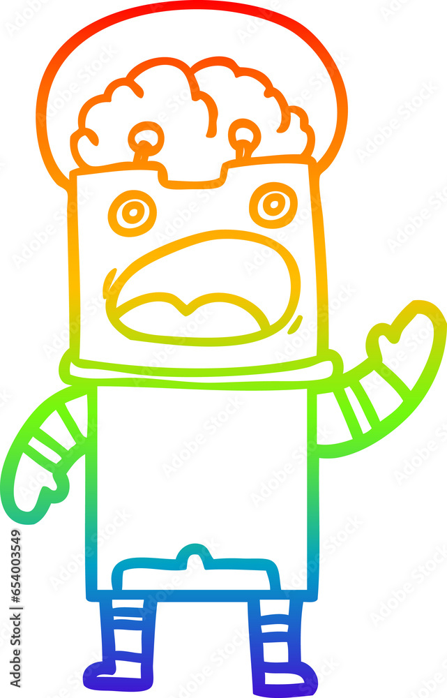 rainbow gradient line drawing of a cartoon robot rainbow gradient line drawing of a cartoon robot
