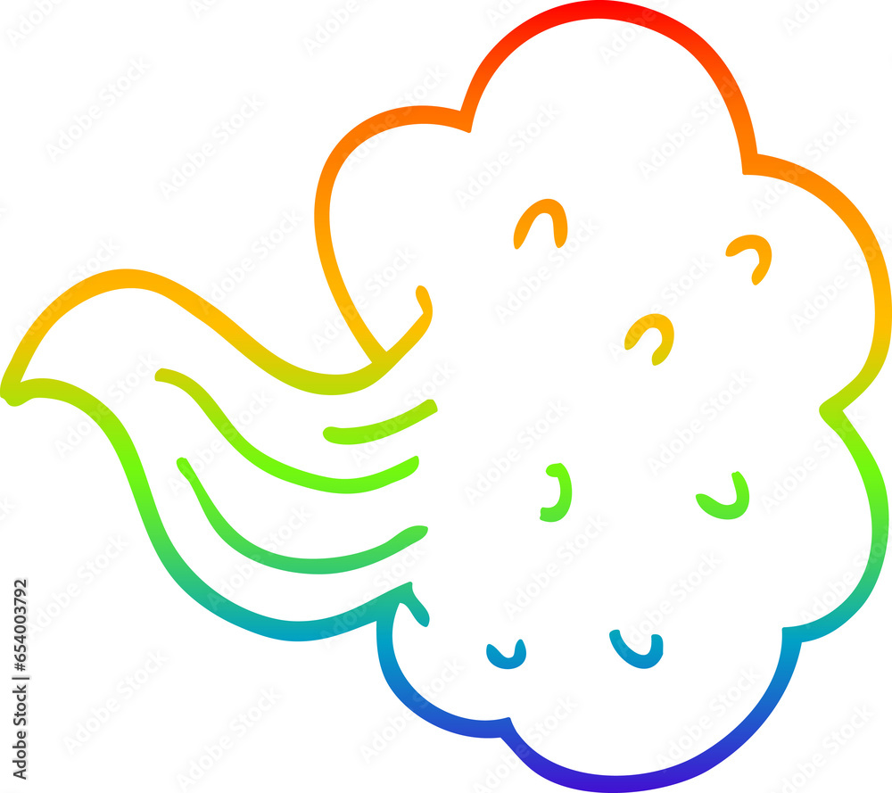 rainbow gradient line drawing of a cartoon gust of air rainbow gradient line drawing of a cartoon gust of air