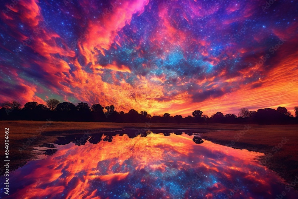 An incredibly stunning sky with vivid colors. Generative AI