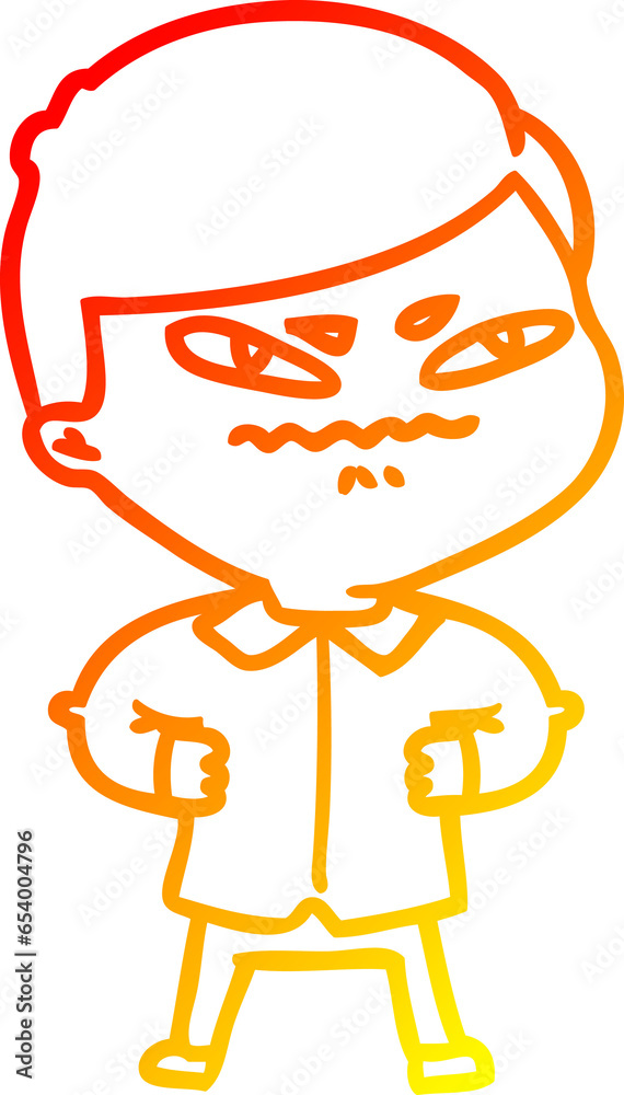 warm gradient line drawing of a cartoon angry man warm gradient line drawing of a cartoon angry man