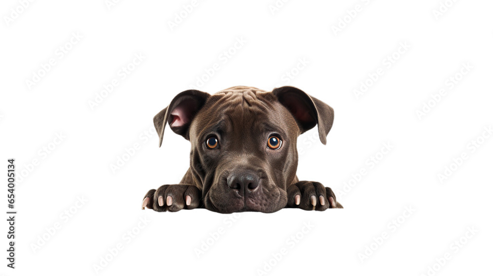 curious dog isolated on white background, pitbull, transparent background, png