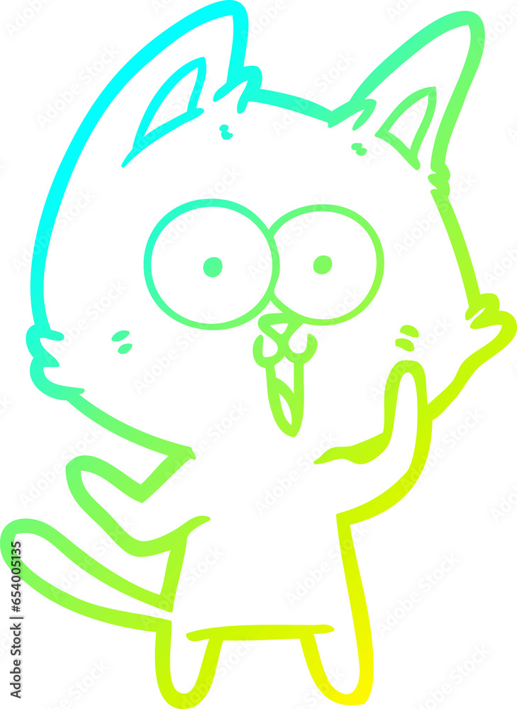 cold gradient line drawing of a funny cartoon cat cold gradient line drawing of a funny cartoon cat
