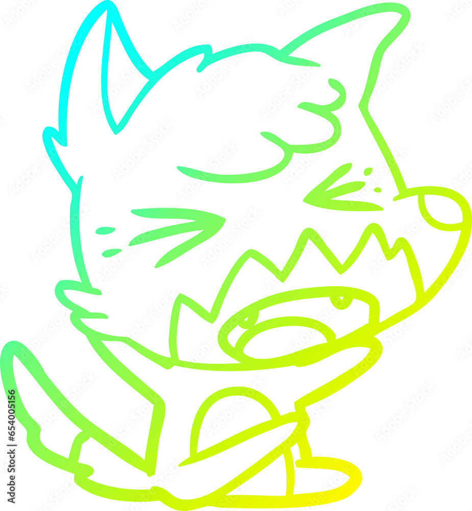 cold gradient line drawing of a angry cartoon fox cold gradient line drawing of a angry cartoon fox