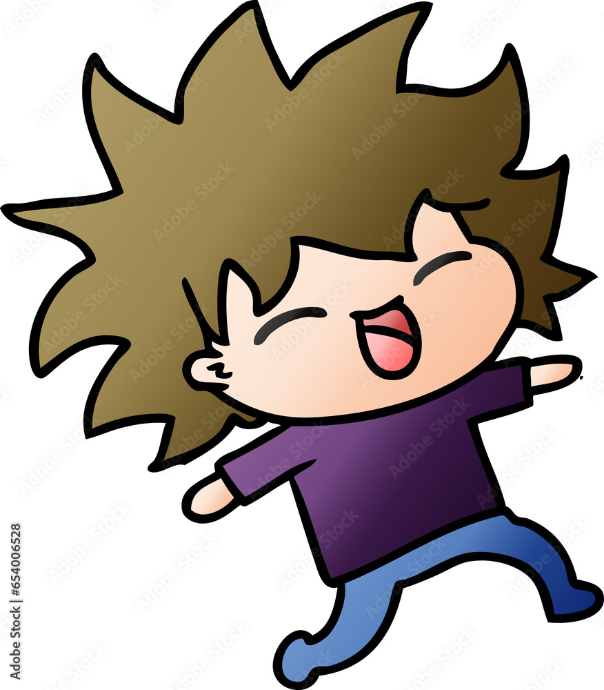 freehand drawn gradient cartoon of cute kawaii girl freehand drawn gradient cartoon of cute kawaii girl