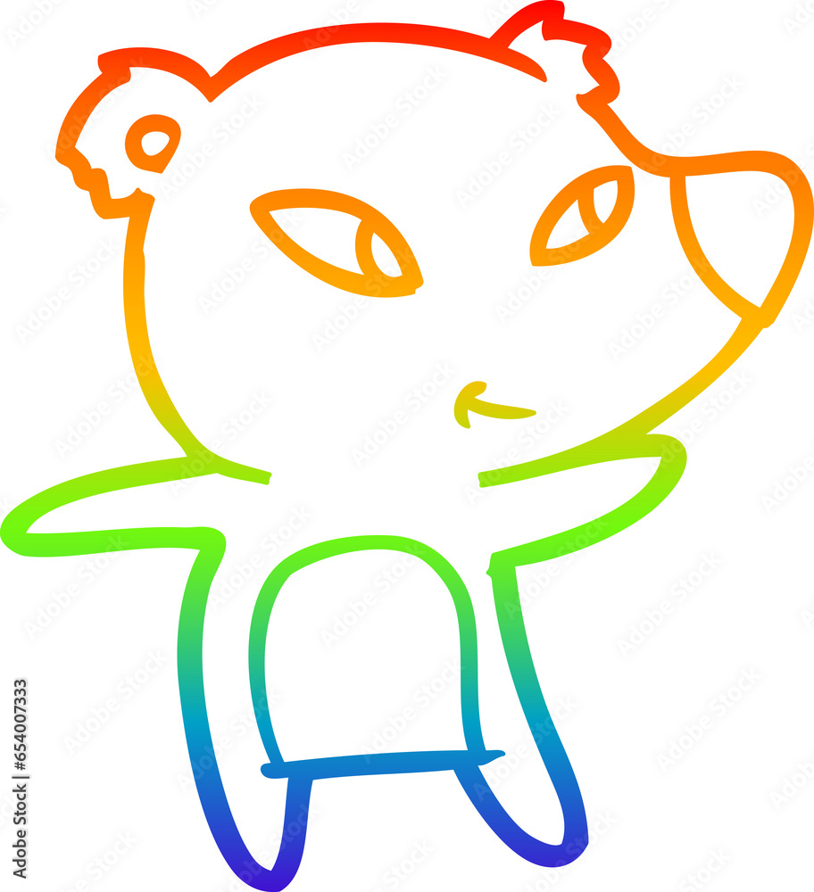 Obraz premium rainbow gradient line drawing of a cute cartoon bear