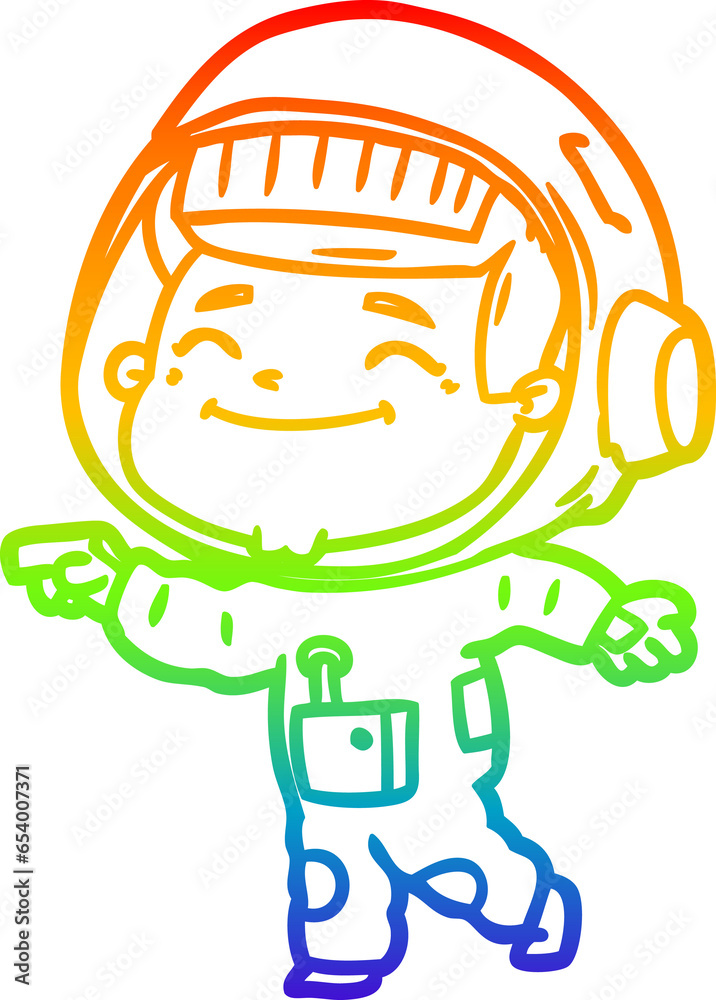 rainbow gradient line drawing of a happy cartoon astronaut rainbow gradient line drawing of a happy cartoon astronaut