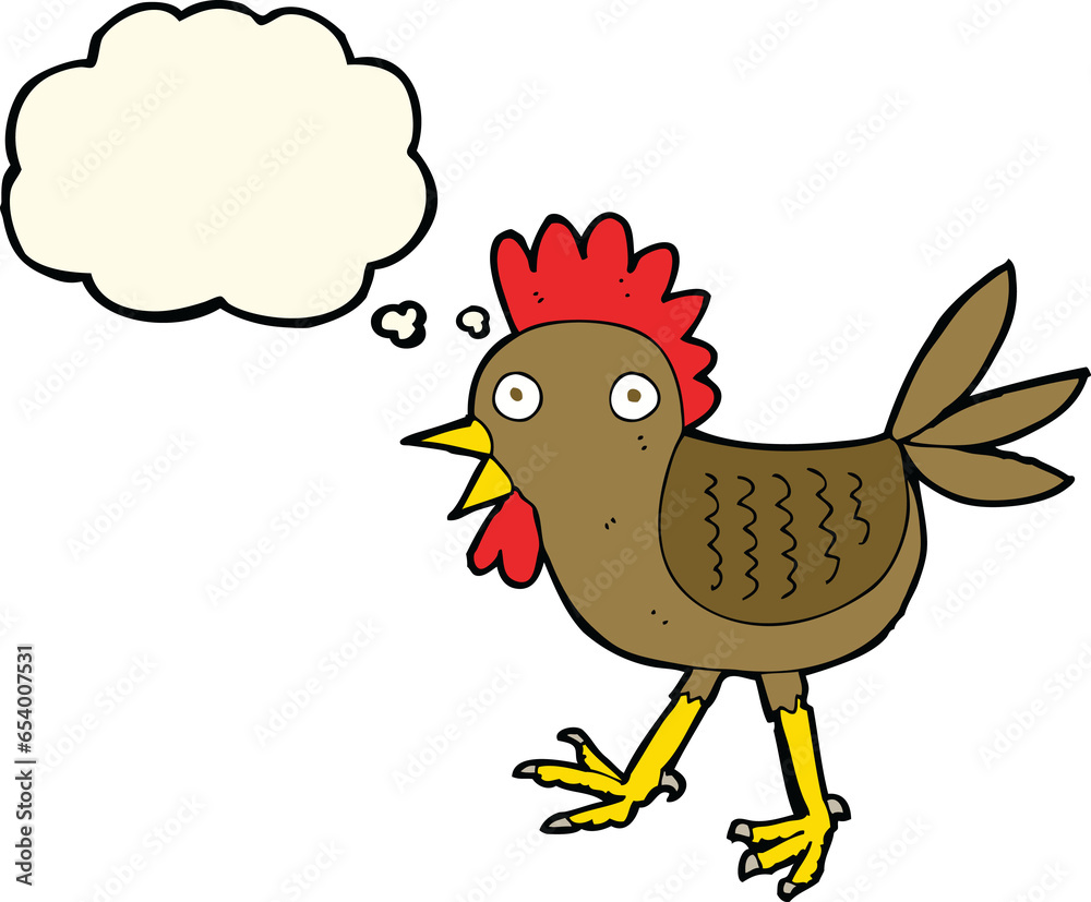 funny cartoon chicken with thought bubble funny cartoon chicken with thought bubble