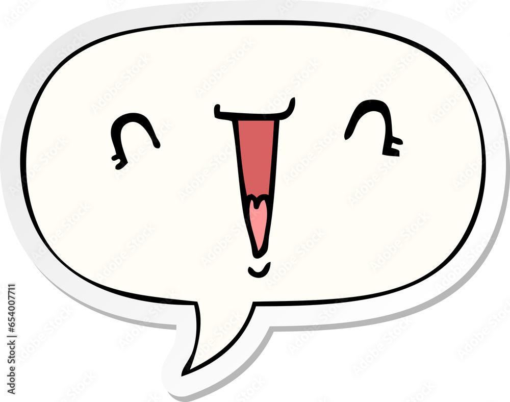 cute cartoon face with speech bubble sticker cute cartoon face with speech bubble sticker