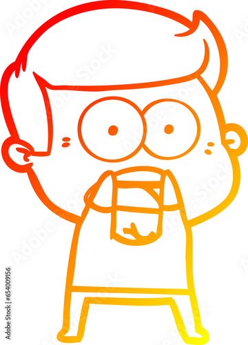 warm gradient line drawing of a cartoon shocked man