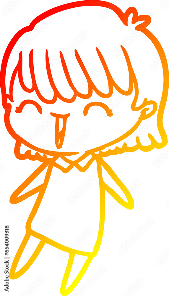 warm gradient line drawing of a cartoon woman warm gradient line drawing of a cartoon woman