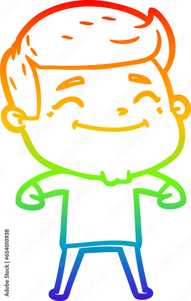 rainbow gradient line drawing of a happy cartoon man rainbow gradient line drawing of a happy cartoon man