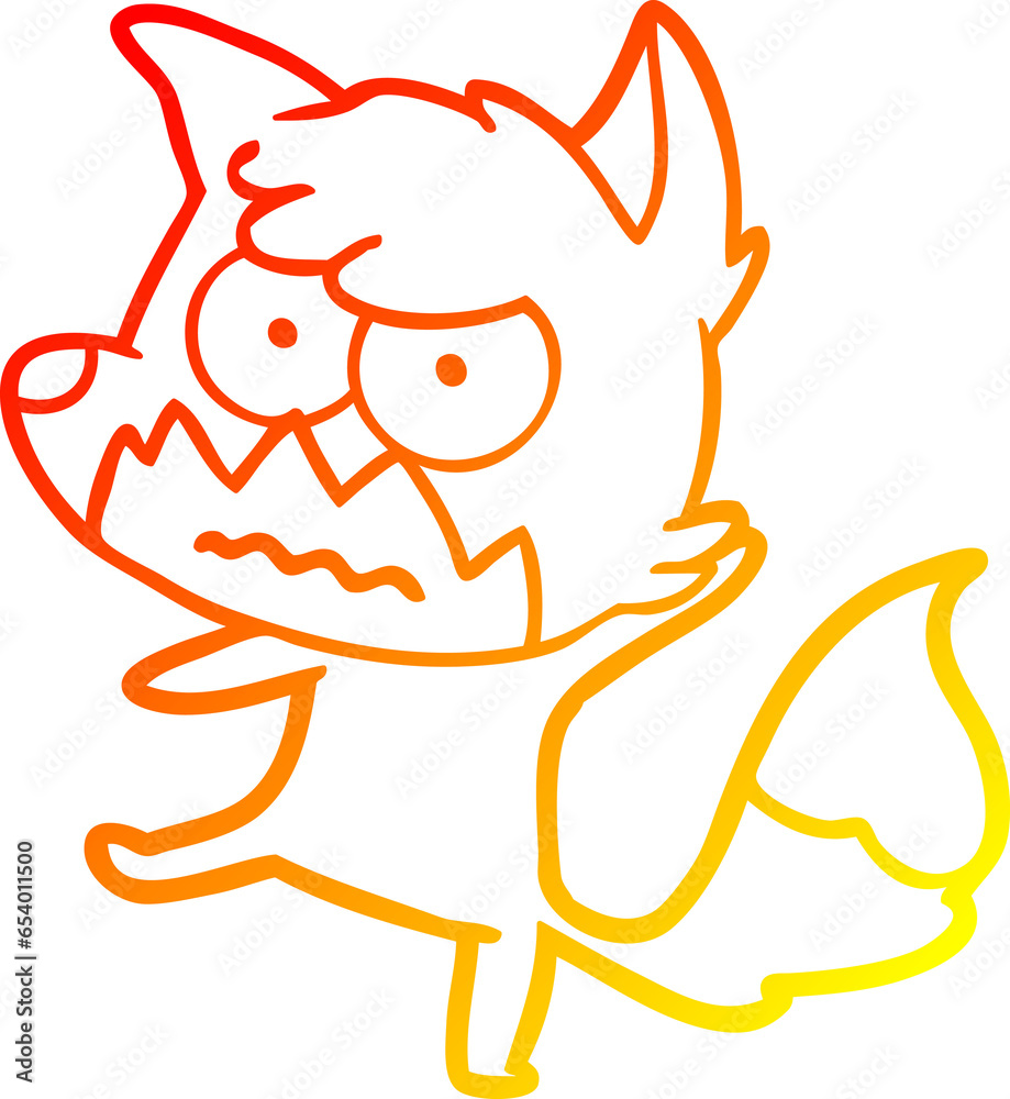 warm gradient line drawing of a cartoon annoyed fox warm gradient line drawing of a cartoon annoyed fox