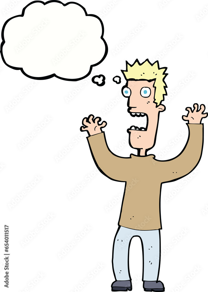 cartoon terrified man with thought bubble cartoon terrified man with thought bubble
