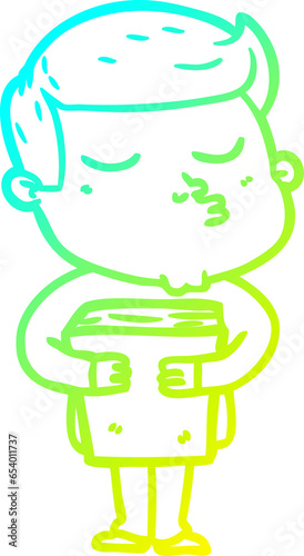 cold gradient line drawing of a cartoon model guy pouting
