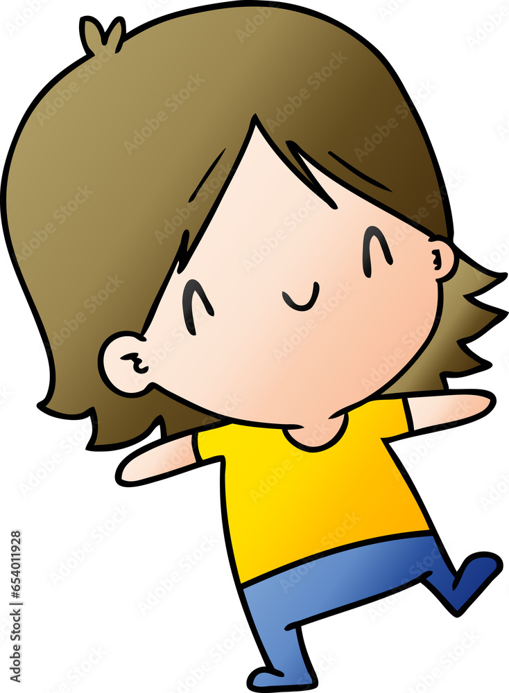 gradient cartoon illustration of a cute kawaii girl gradient cartoon illustration of a cute kawaii girl