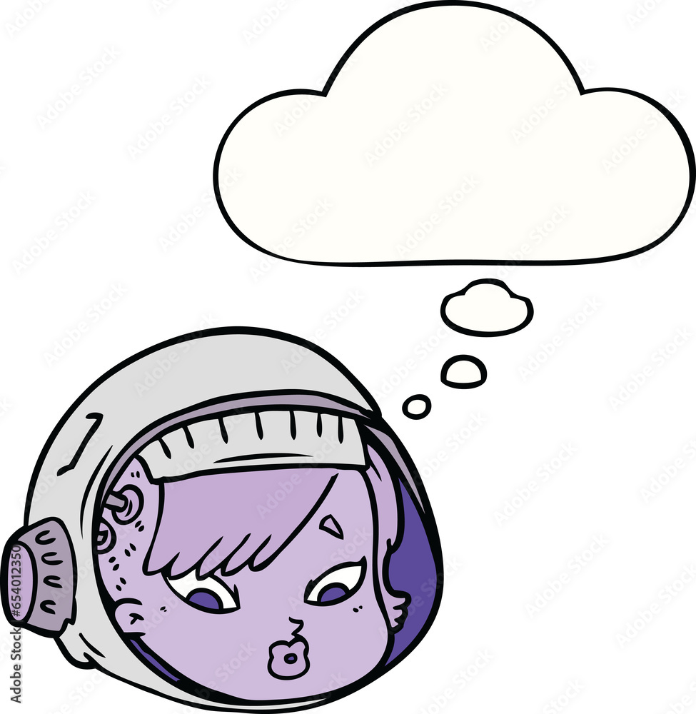 cartoon astronaut face with thought bubble cartoon astronaut face with thought bubble