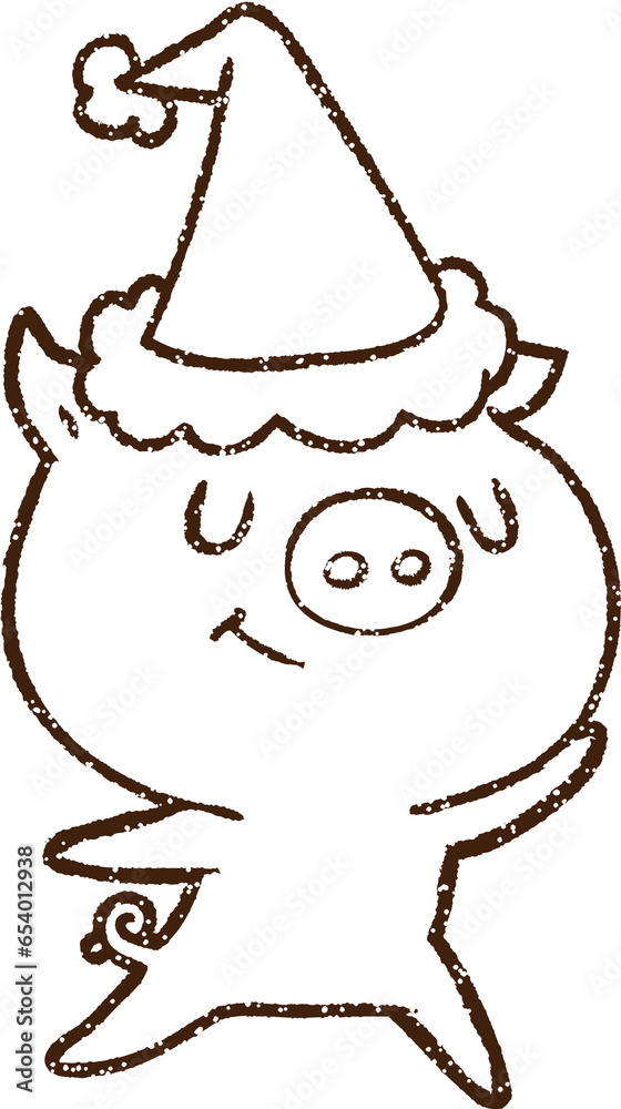 Festive Pig Charcoal Drawing Festive Pig Charcoal Drawing