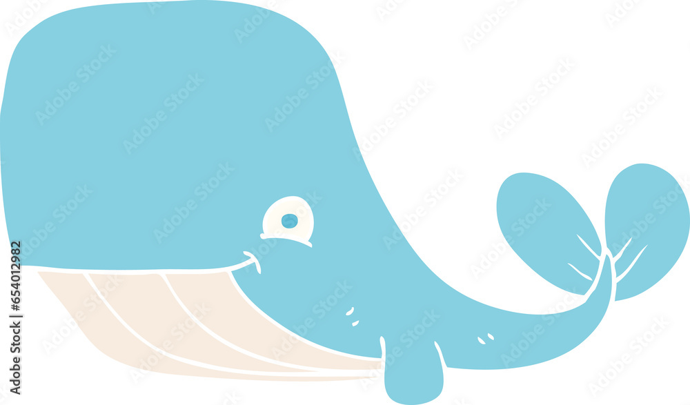flat color illustration of happy whale flat color illustration of happy whale