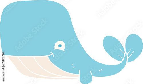 flat color illustration of happy whale
