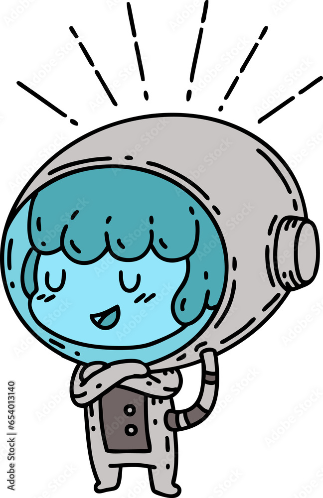 illustration of a traditional tattoo style woman in astronaut suit illustration of a traditional tattoo style woman in astronaut suit