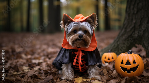 A Pet Dog wearing Halloween Costume