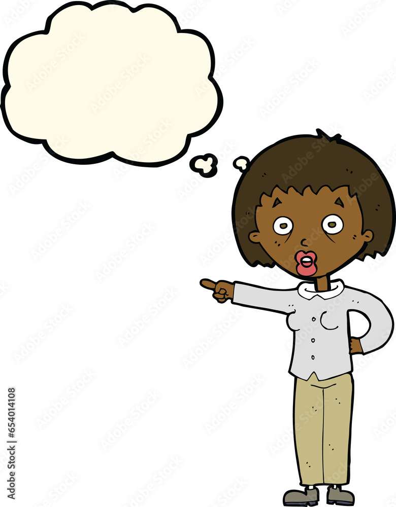 cartoon shocked woman with thought bubble cartoon shocked woman with thought bubble