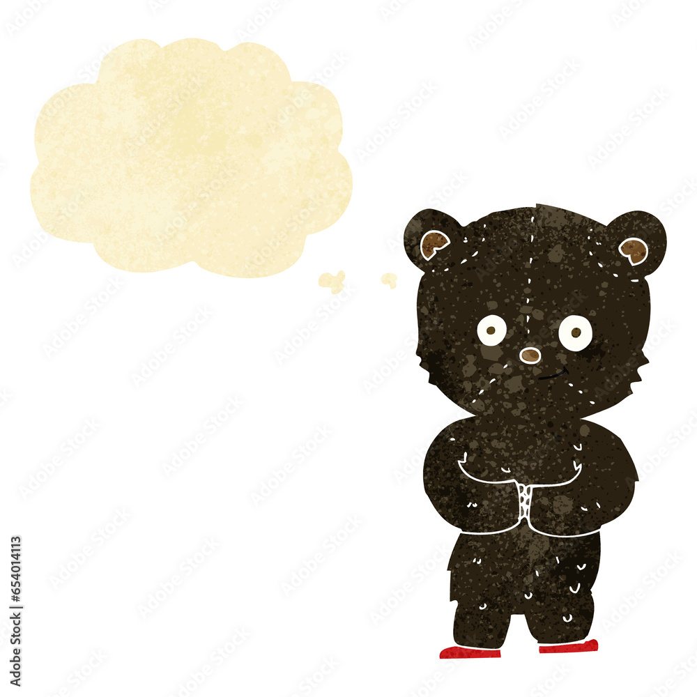 cartoon teddy black bear cub with thought bubble cartoon teddy black bear cub with thought bubble