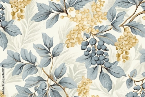 Leafy pattern with vine art, vintage pastel theme. Suitable for fabric, print, cover, decoration, wallpaper. Generative AI