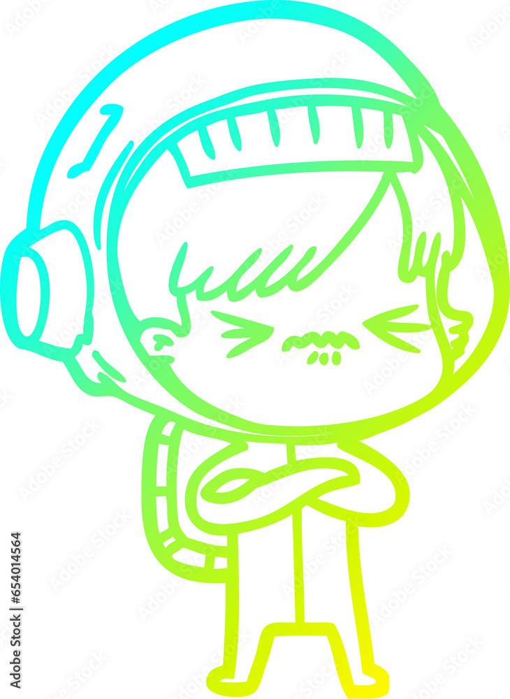 cold gradient line drawing of a angry cartoon space girl cold gradient line drawing of a angry cartoon space girl