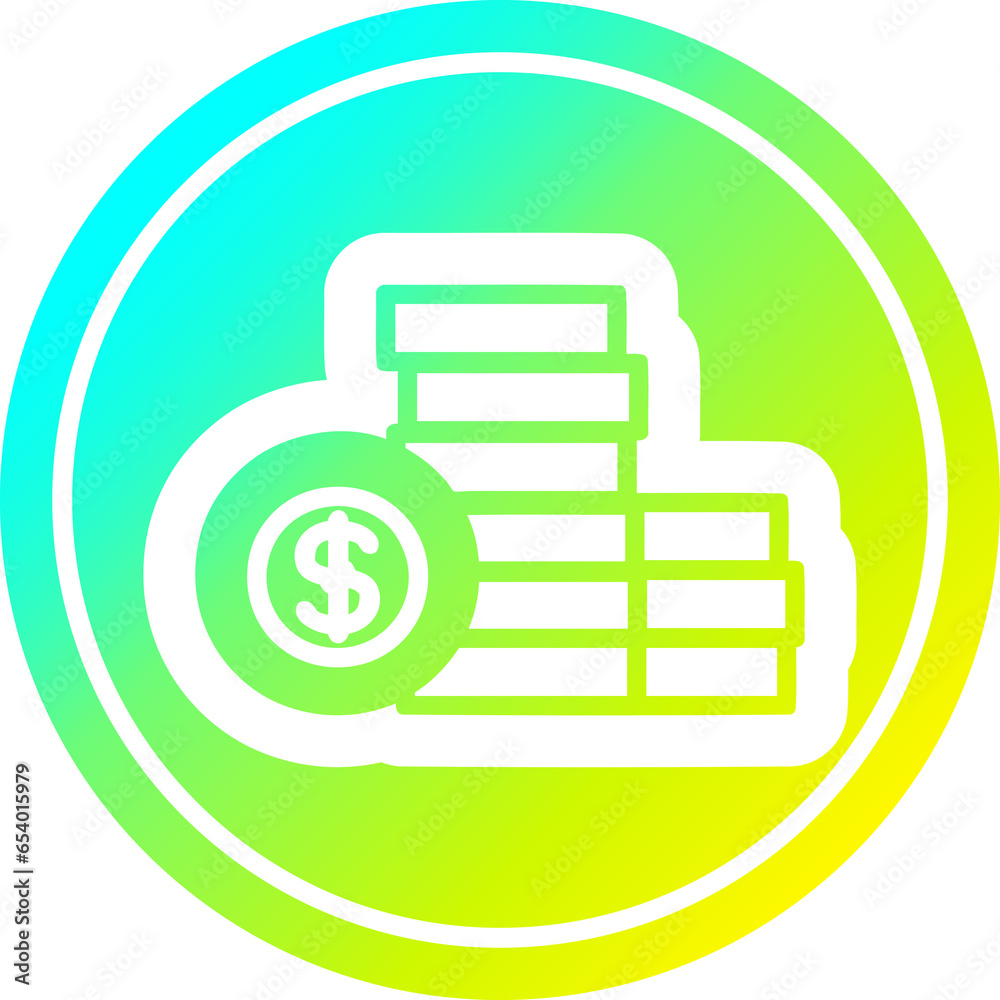 stacked money circular icon with cool gradient finish stacked money circular icon with cool gradient finish