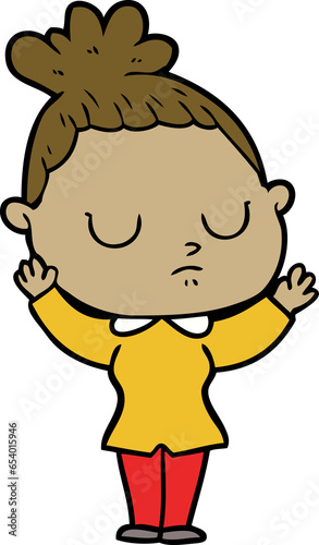 cartoon calm woman