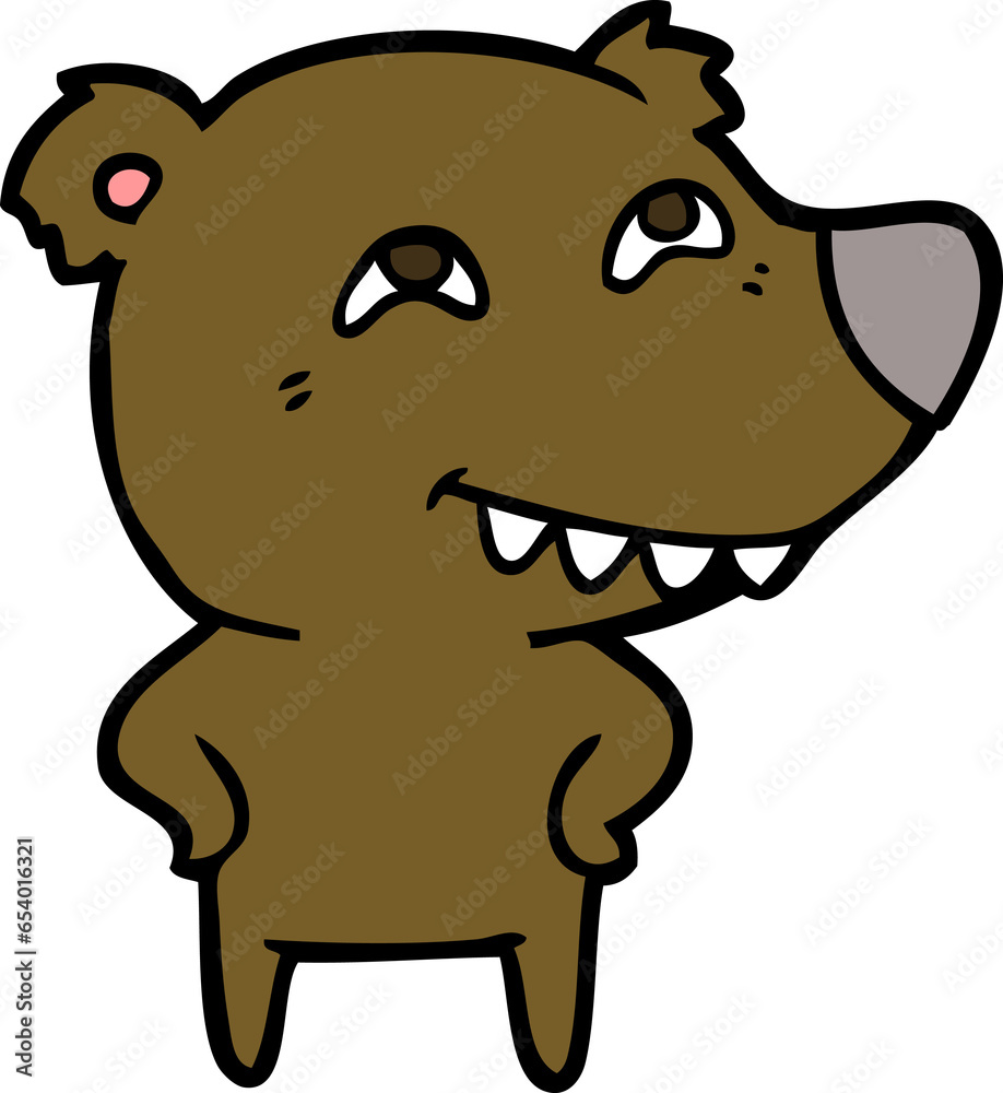 Obraz premium cartoon bear showing teeth