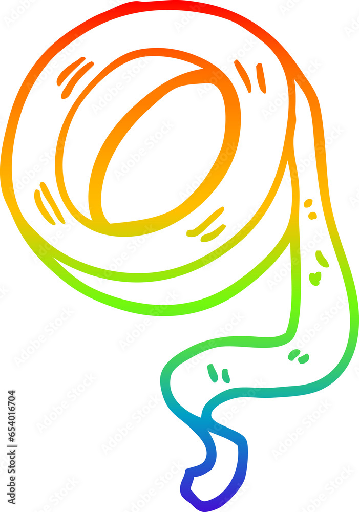 Fototapeta premium rainbow gradient line drawing of a cartoon sticky tape